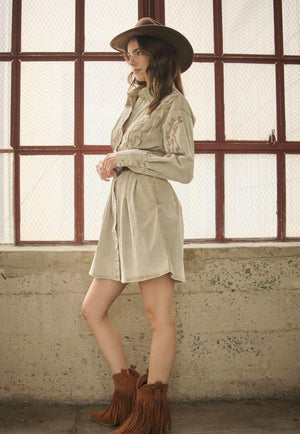 Blue B Womens Western Embroidered Shirt Dress