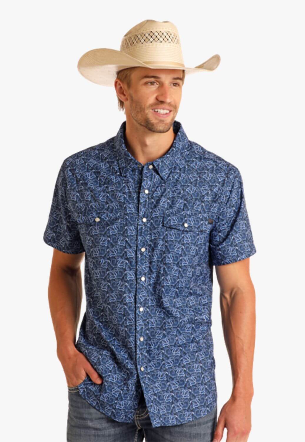 Rock and Roll Mens Tek Paisley Short Sleeve Shirt