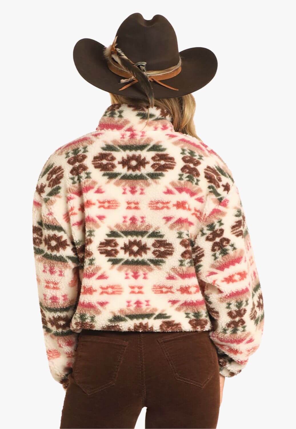 Rock and Roll Womens Aztec Print Sherpa Pullover