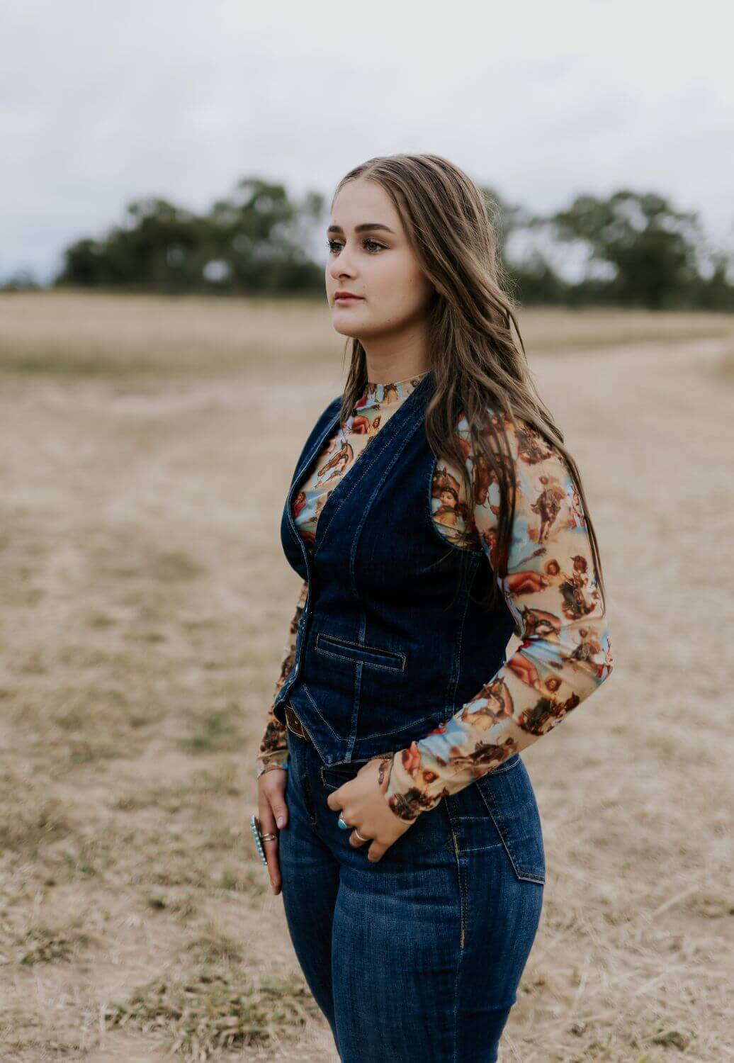 Turquoise Haven Vintage Cowgirl Mesh Top