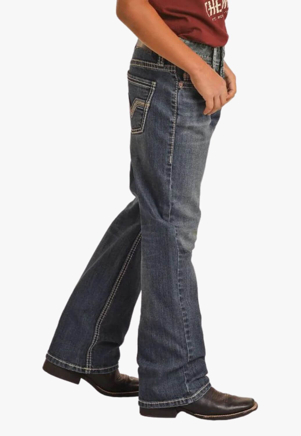 Rock & Roll Boys Rope Stitch Emb Bootcut Jean