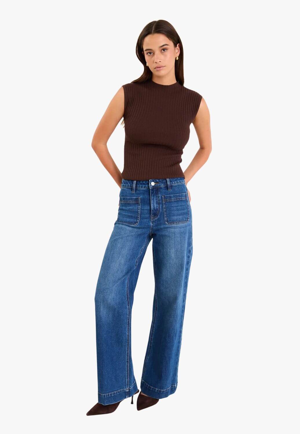 Among The Brave Heroic Funnel Neck Rib Knit Top