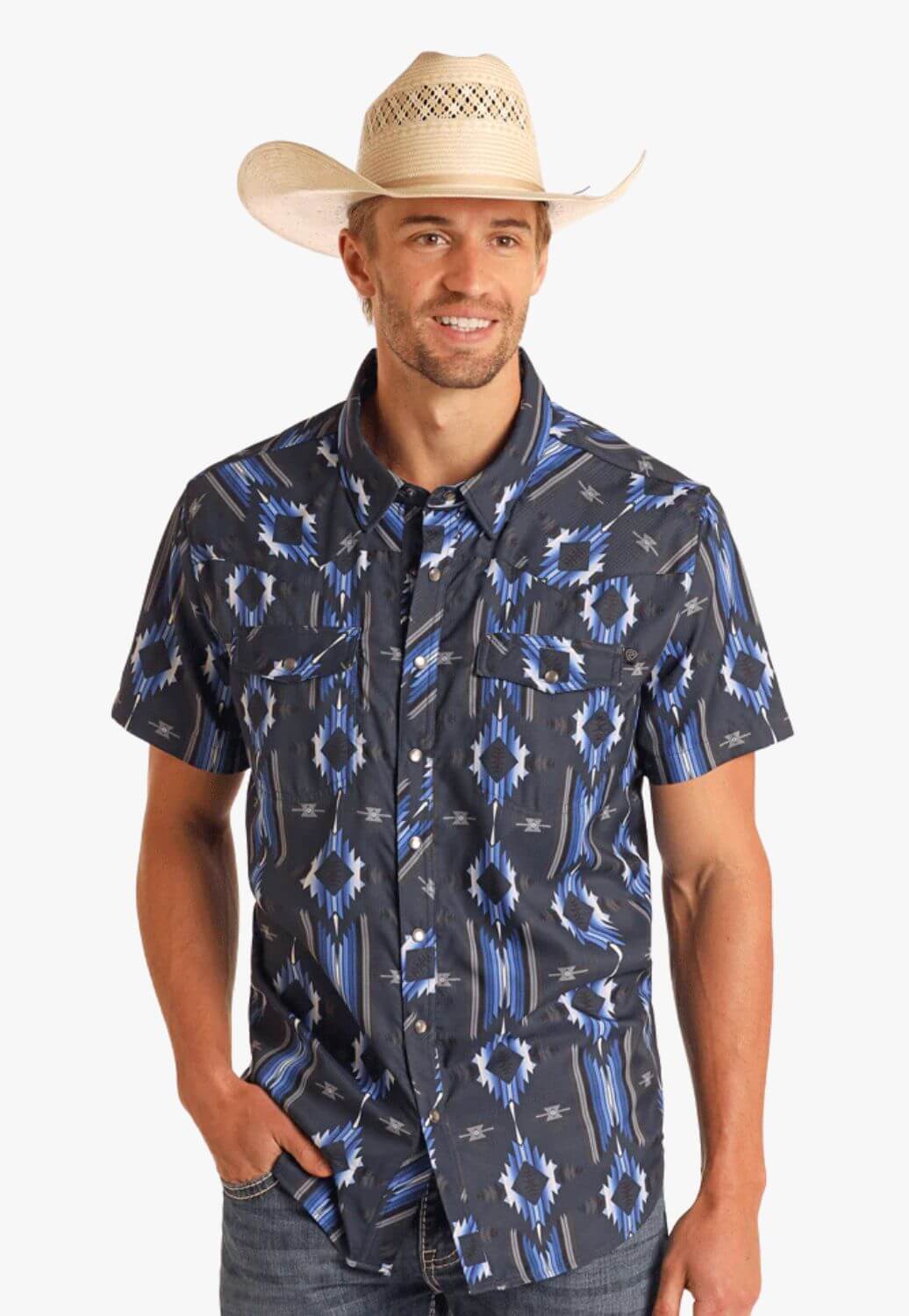 Rock and Roll Mens Tek Aztec Short Sleeve Shirt