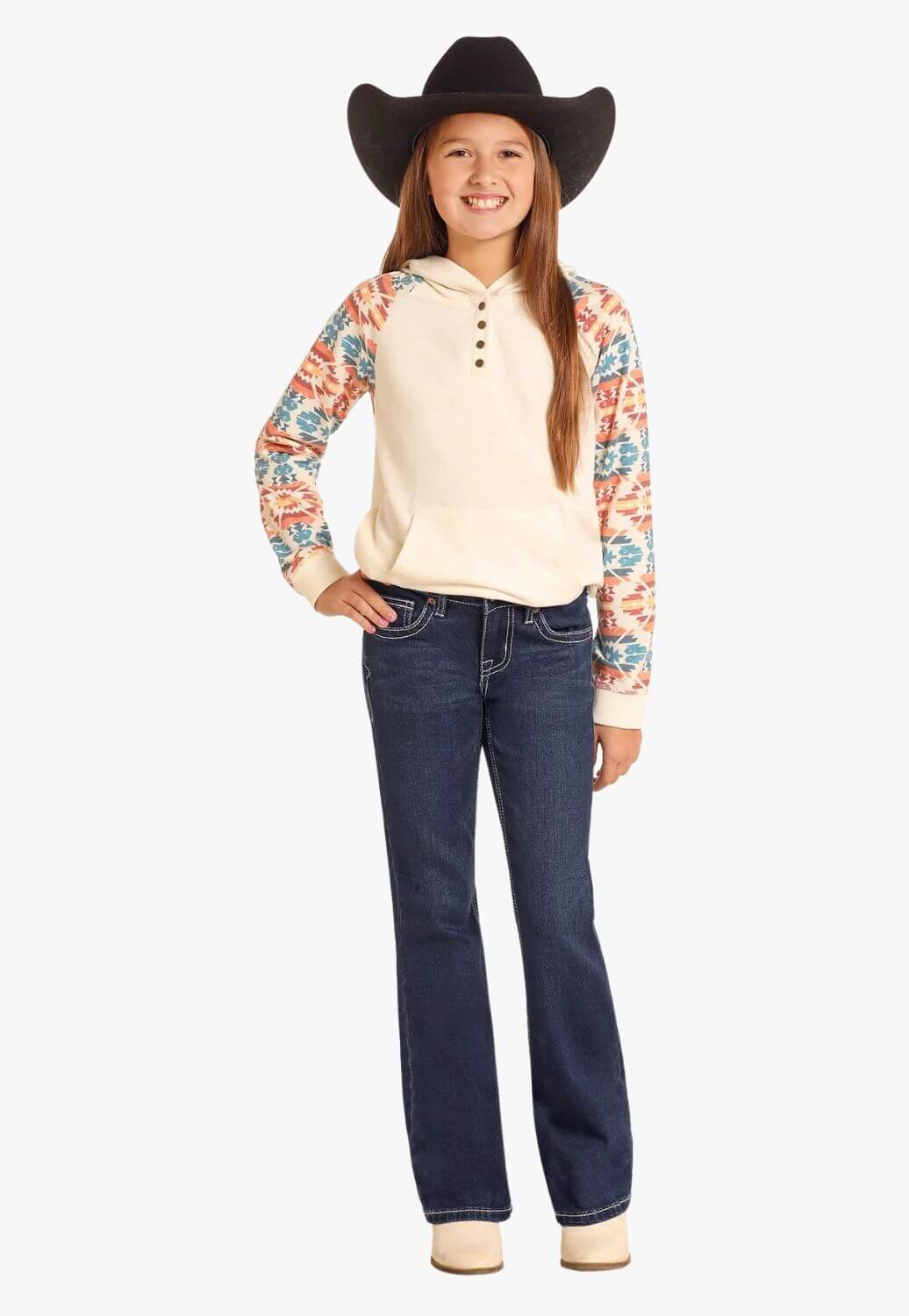 Rock and Roll Girls Petal Stitch Mid Rise Jean