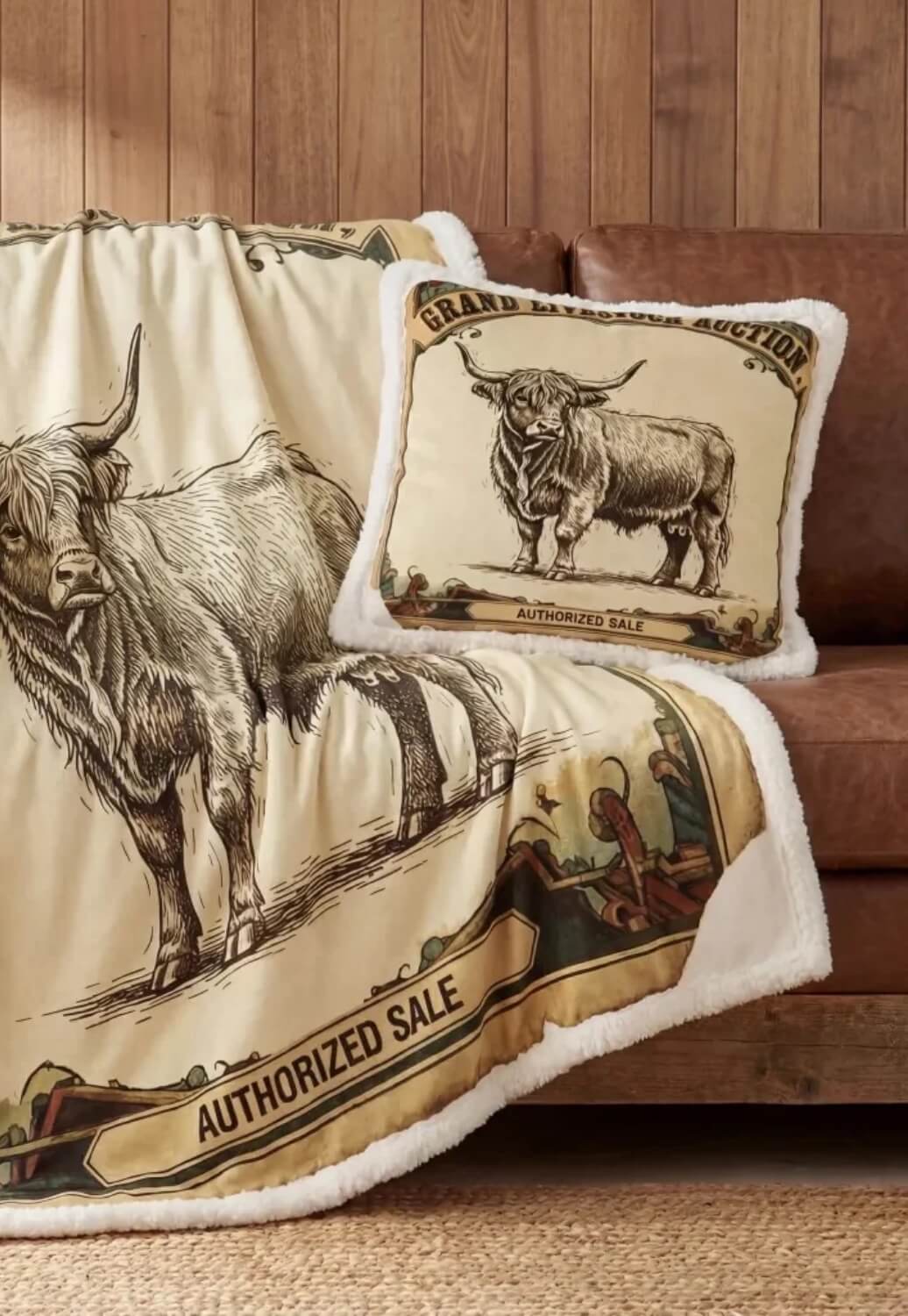 Paseo Road Highland Cow Sherpa Pillow