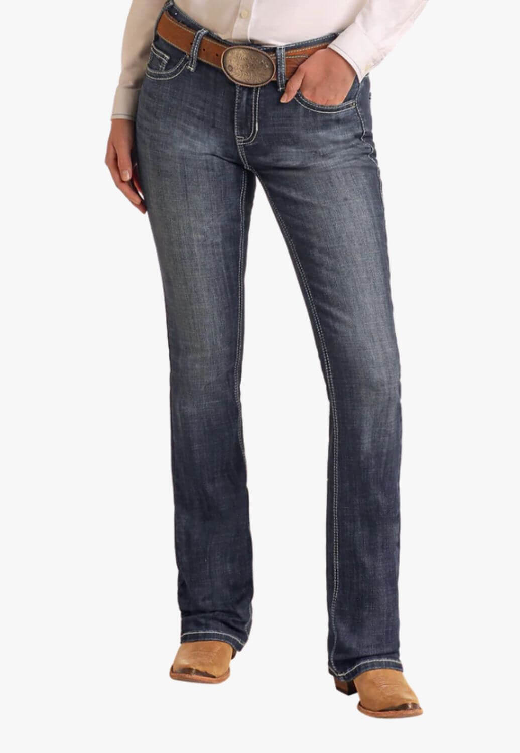 Rock and Roll Womens Curved Emb Riding Jean