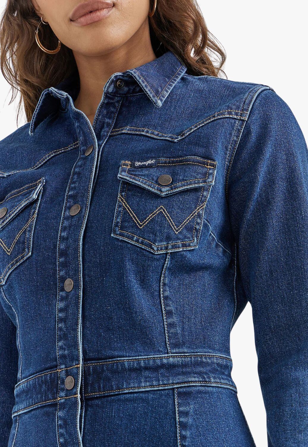 Wrangler Womens Denim Long Sleeve Dress