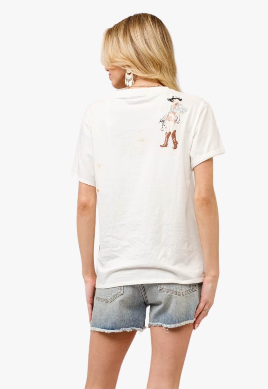 Blue B Womens Western Motif Embroidered Graphic T-Shirt