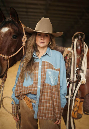 Whitney Spicer Womens Homestead Check Texas Long Sleeve Shirt