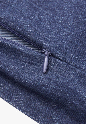 Denim Cross Stitched Embroidered Longhorn Pillow