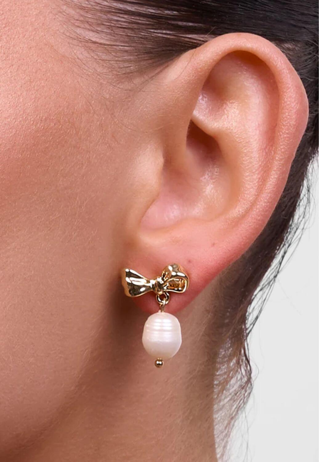 Liberte Alice Bow Pearl Earring