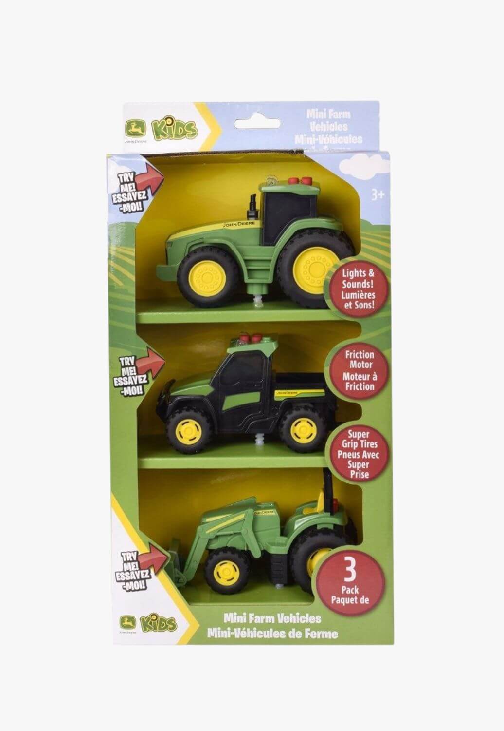 John Deere Light and Sound Mini 3 Pack Tractor