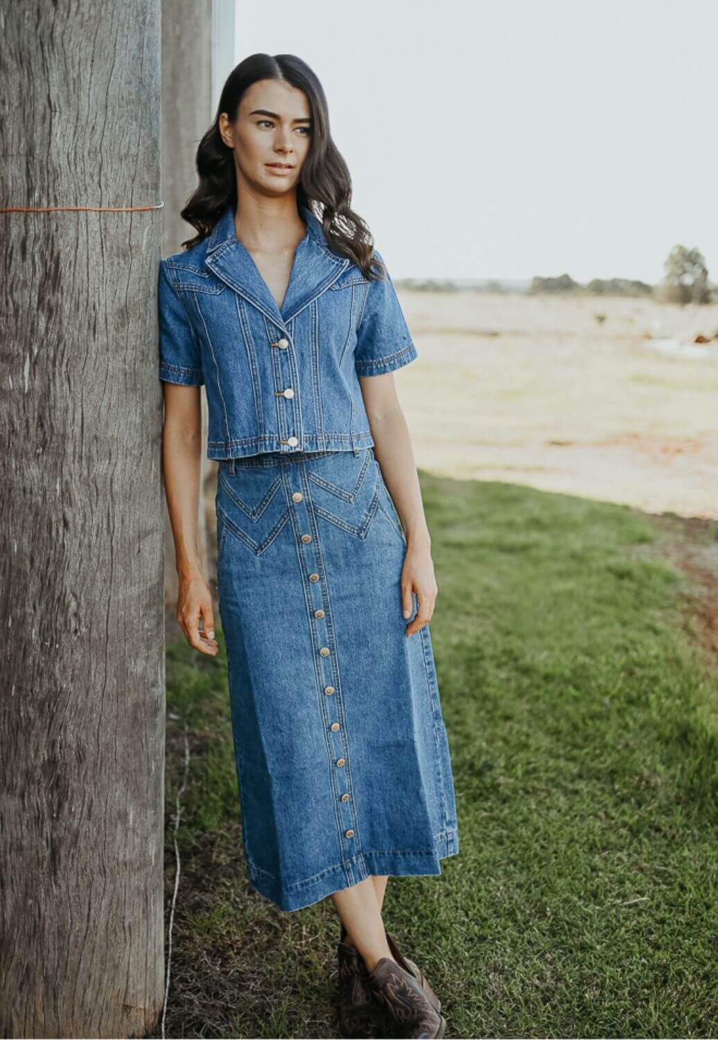 Gringa Denim Calamity Denim Midi Skirt