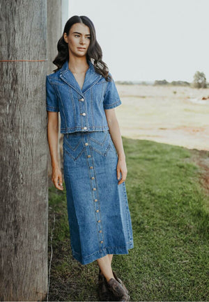 Gringa Denim Calamity Denim Midi Skirt
