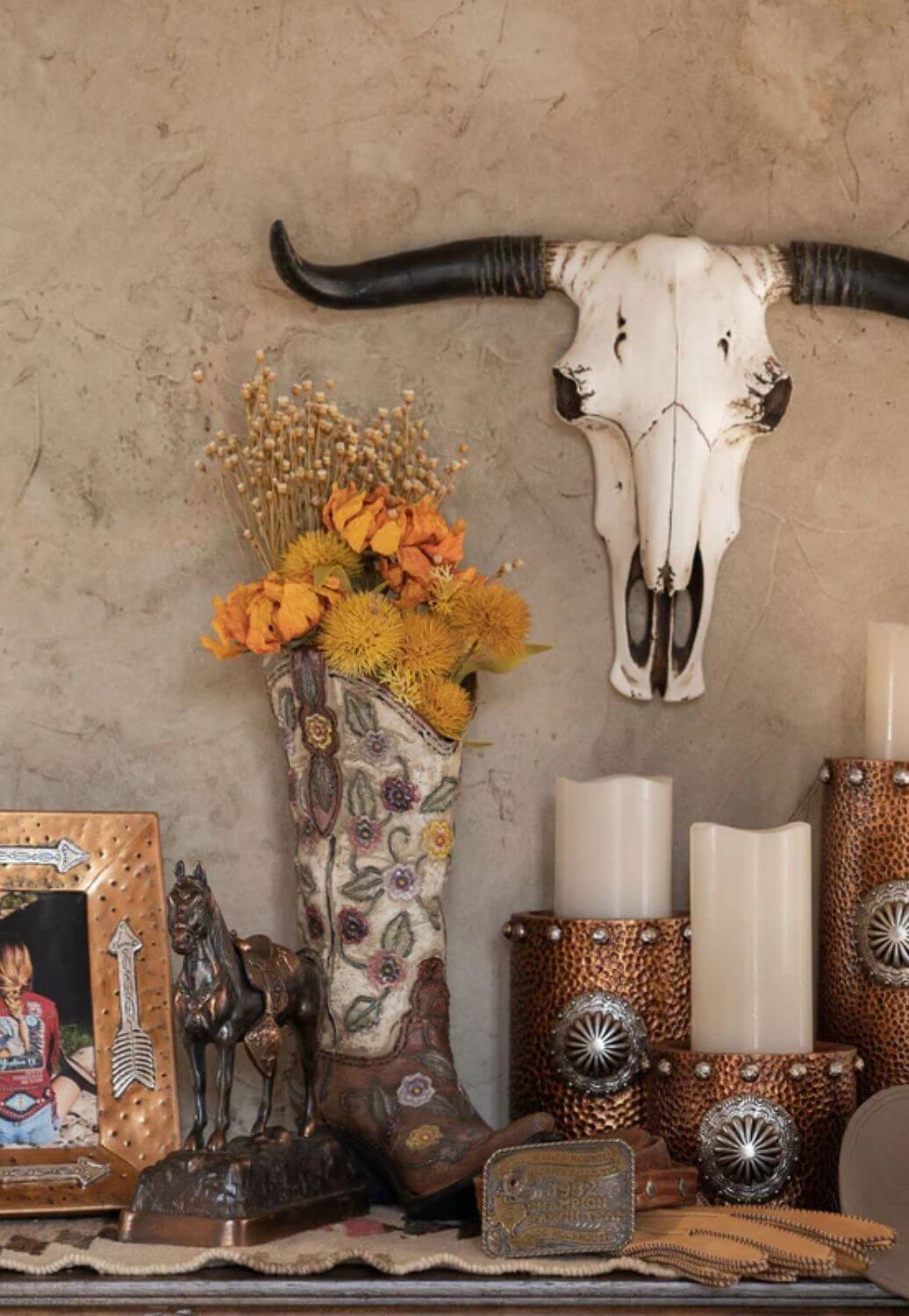 Flower Cowboy Boot Vase