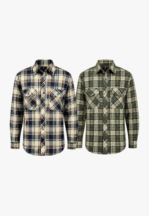 Swanndri Mens Egmont Open Front Flannelette Shirt Twin Pack