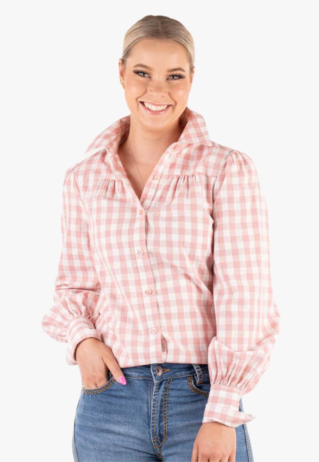 Hitchley and Harrow LC Checked Gathered Top