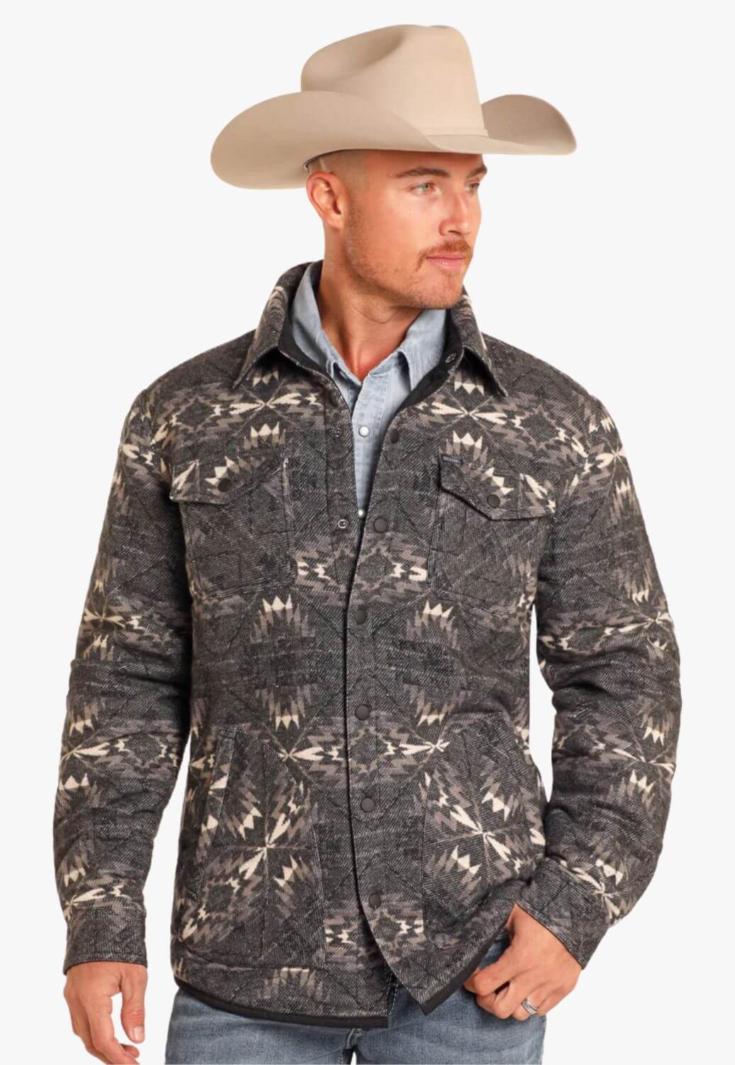 Rock & Roll Mens Reversible Aztec Herringbone Jacket