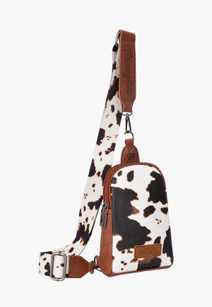 Wrangler Womens Cow Print Sling Bag