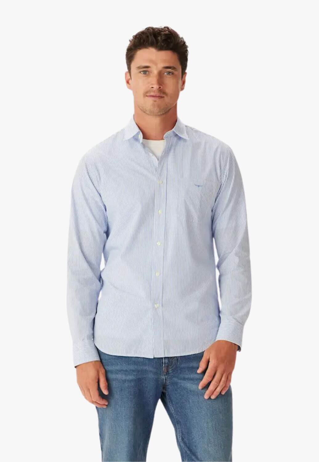 R.M. Williams Regular Poplin Stripe Long Sleeve Shirt