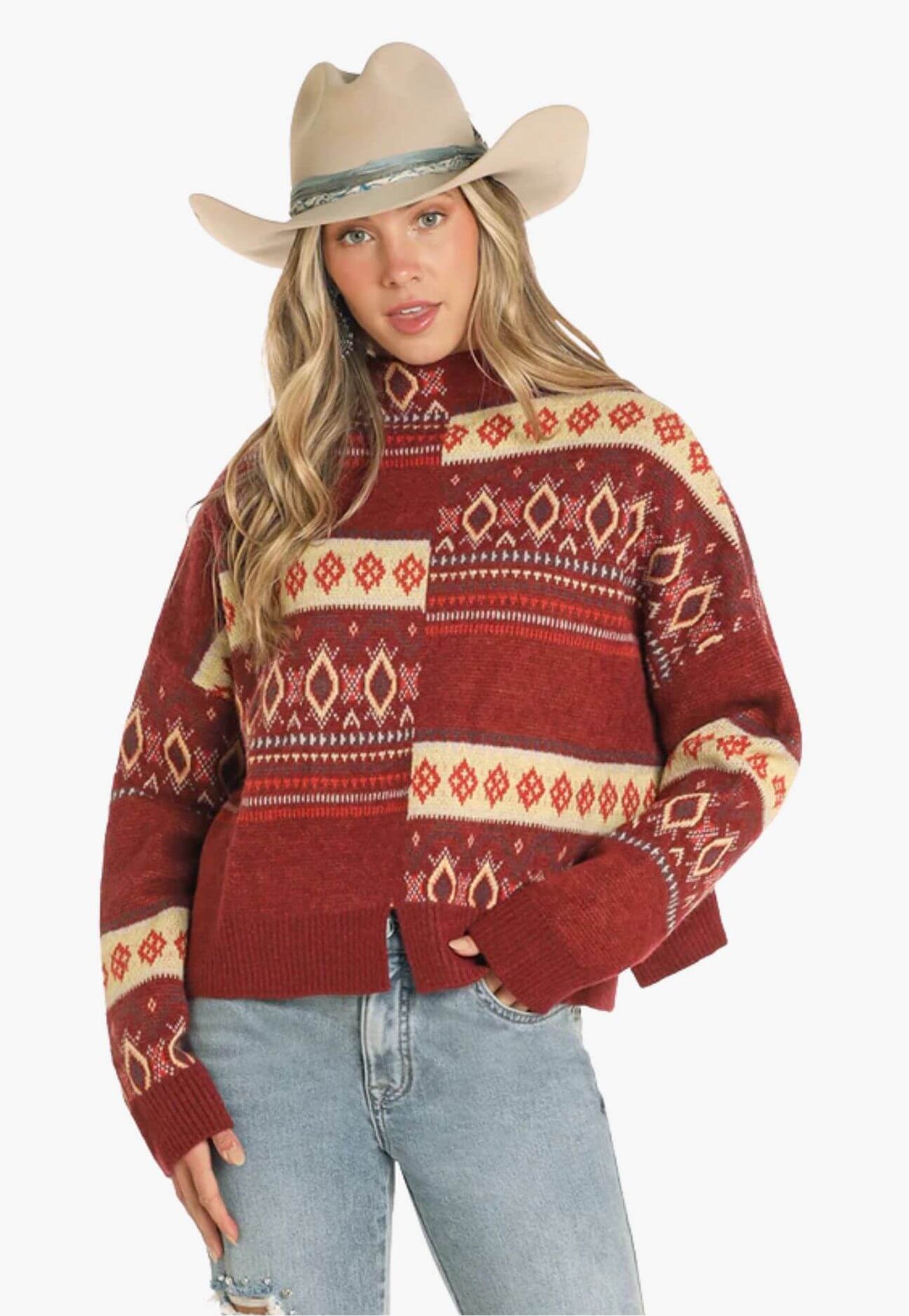 Rock and Roll Womens Modern Aztec Sweater