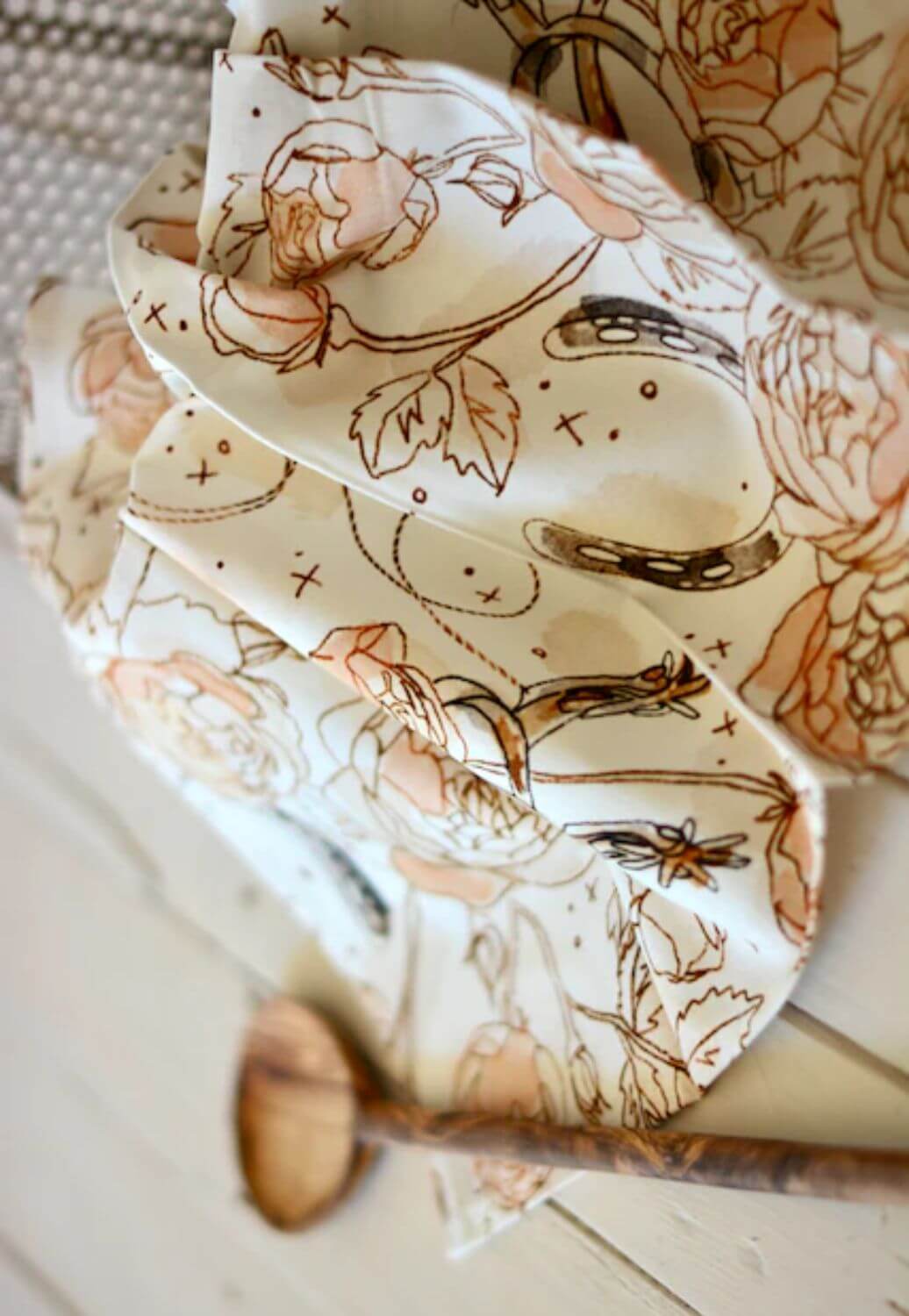 Tirzah Roses and Spurs Western Rustic Tea Towel