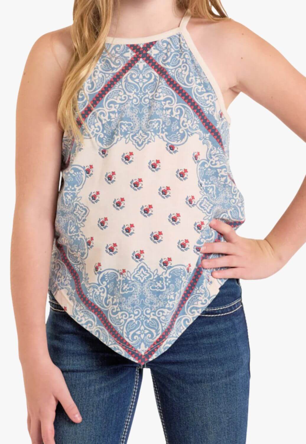 Rock and Roll Girls Scarf Print Tank