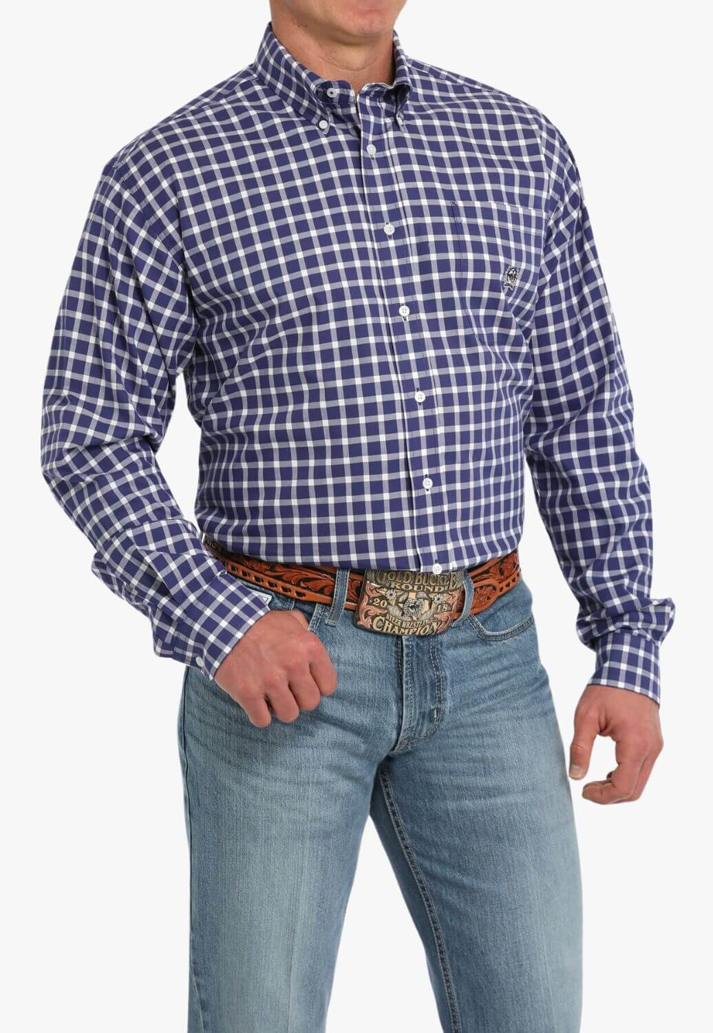 Cinch Mens Vintage Plaid Western Long Sleeve Shirt