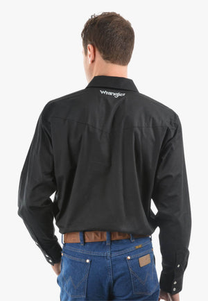 Wrangler Mens Logo Rodeo Long Sleeve Drill Shirt