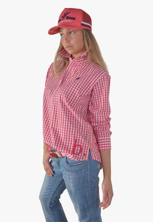 Bullrush Womens Seascape Blair Gingham Long Sleeve Shirt