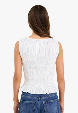 Impulsive Linen Shirred Top