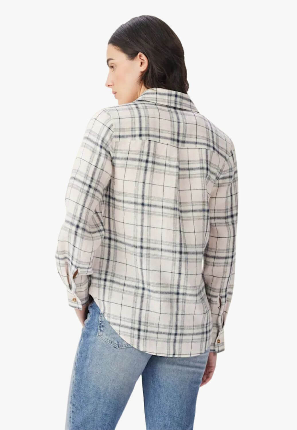 R.M. Williams Womens Olney Check Linen Long Shirt