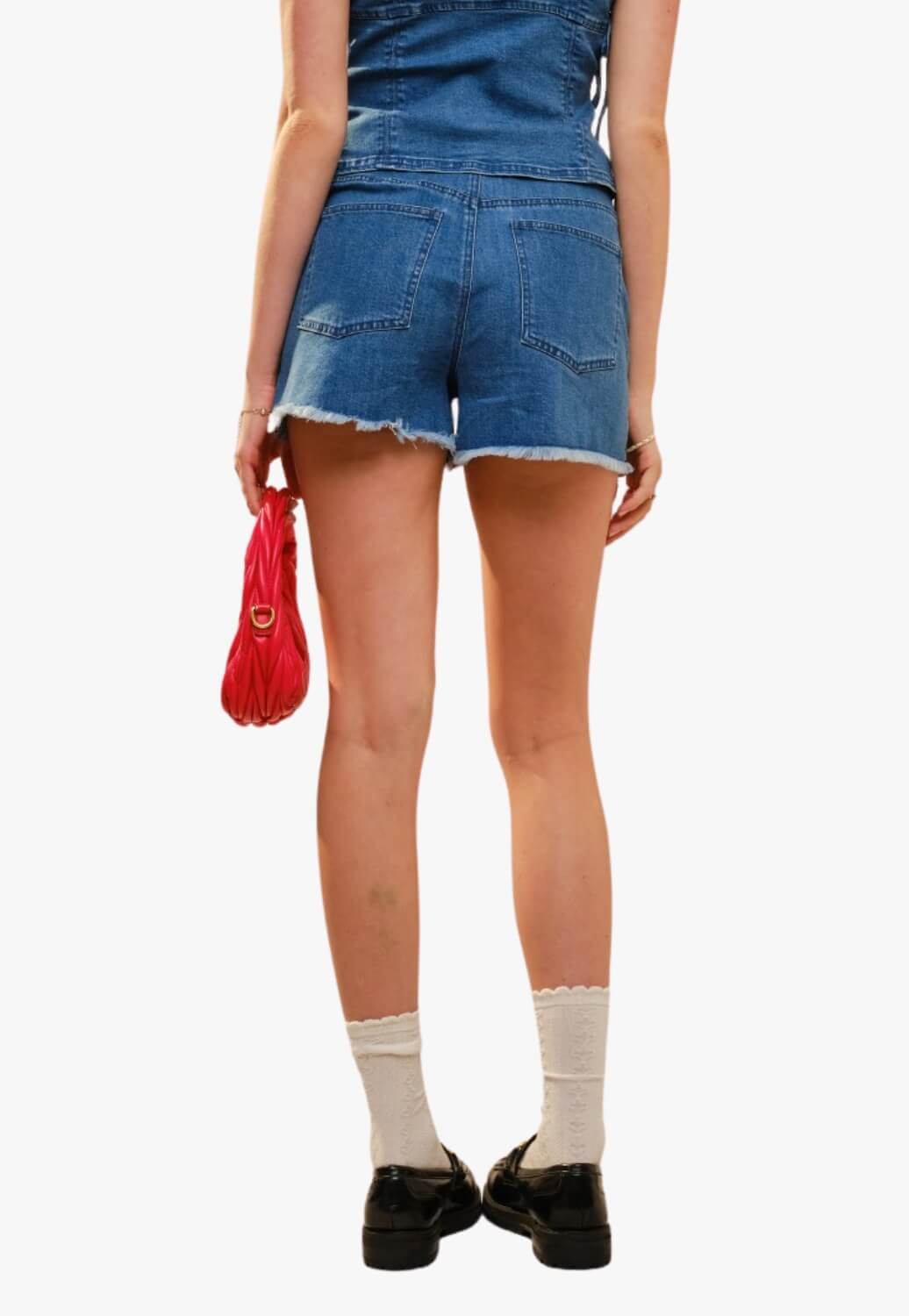 Blue B Womens Yoke Front High Rise Frayed Hem Denim Shorts