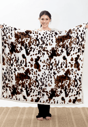 Wrangler Tri-colour Cowhide Plush Sherpa Throw