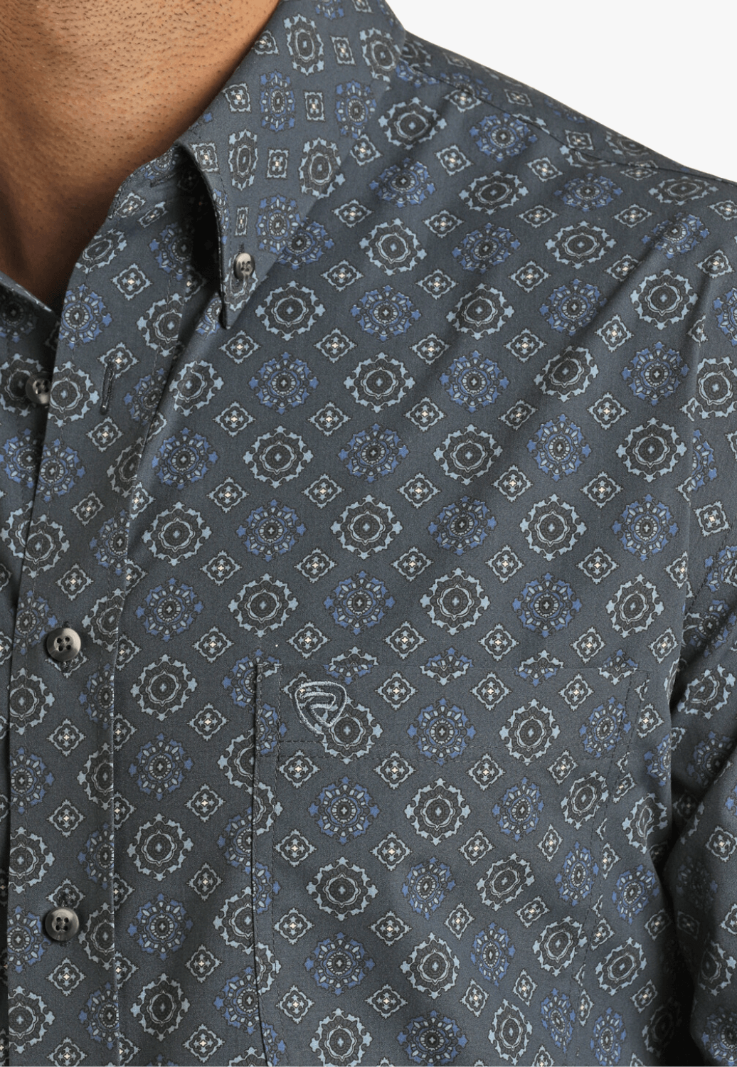 Rock and Rock Mens Medallion Snap Long Sleeve Shirt