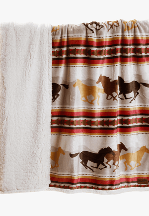 Wrangler Running Horse Plush Sherpa Throw