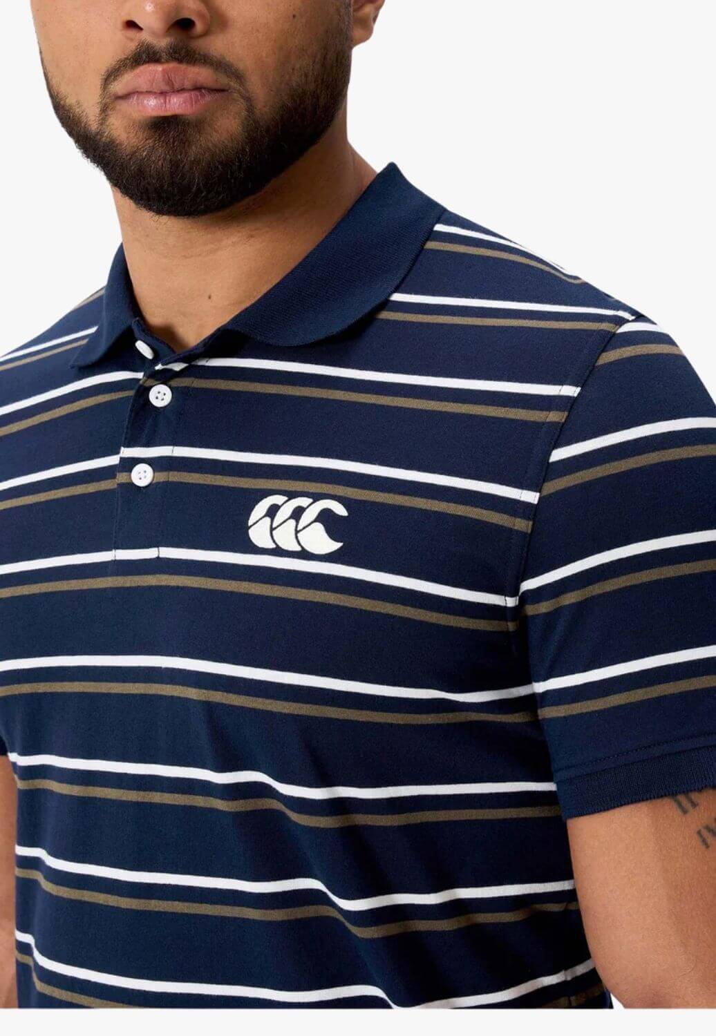 Canterbury Mens Yarn Dye Stripe Polo