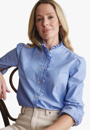 S. Kidman Womens Henty Chambry Frill Neck Shirt