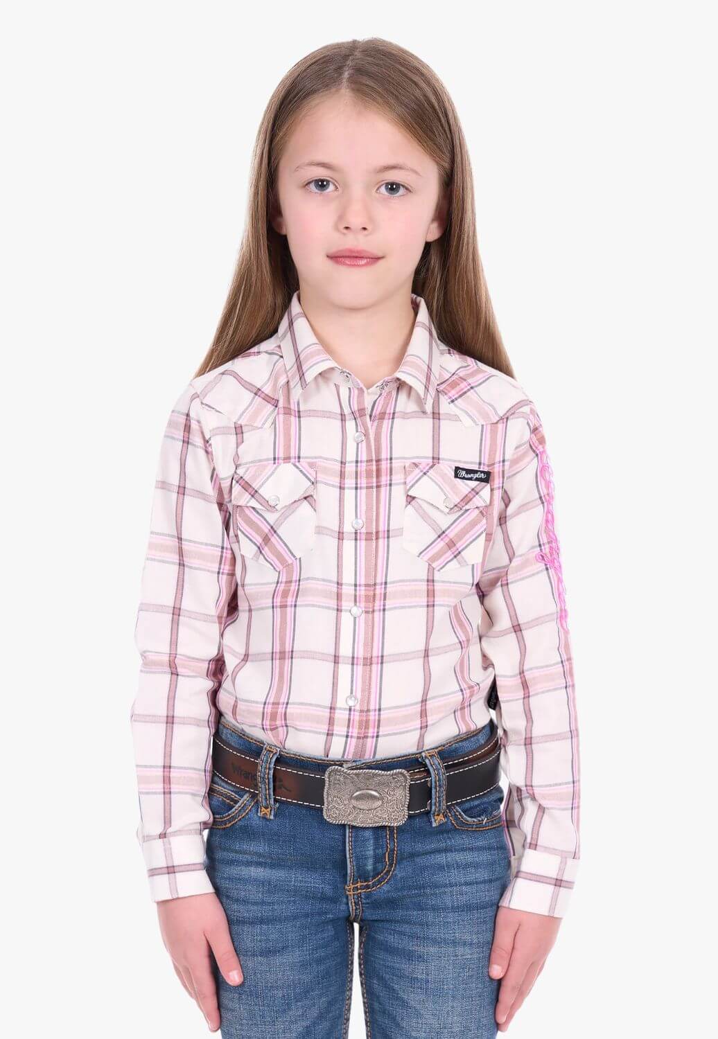 Wrangler Girls Henley Logo Long Sleeve Shirt