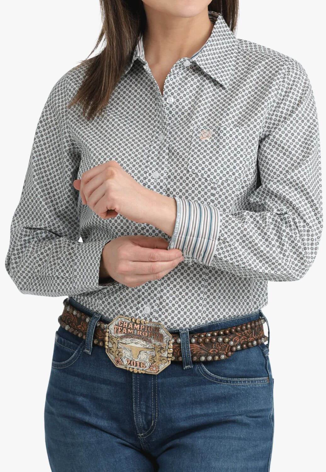 Cinch Womens Geometric Long Sleeve Shirt