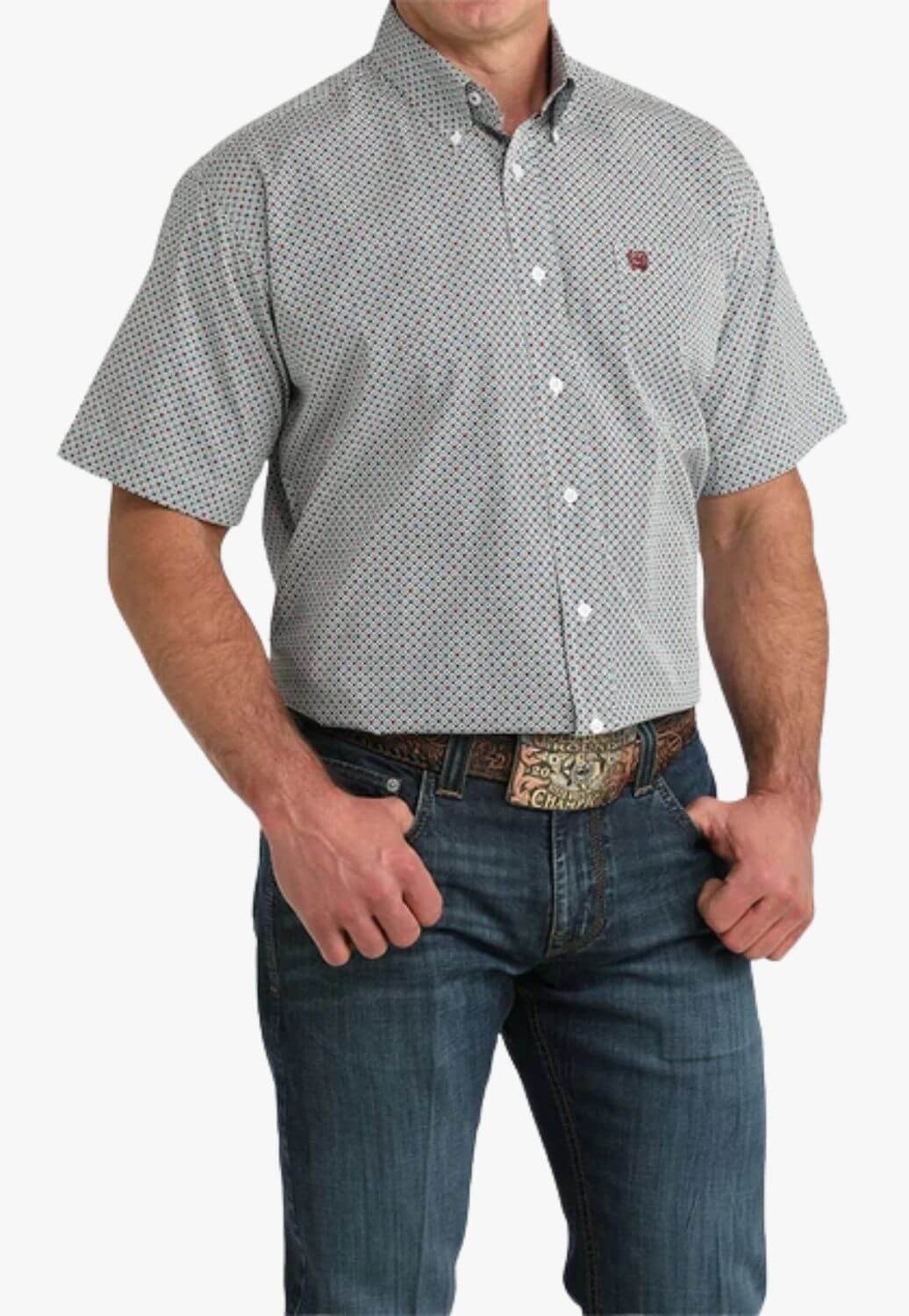 Cinch Mens Geometric Short Sleeve Shirt