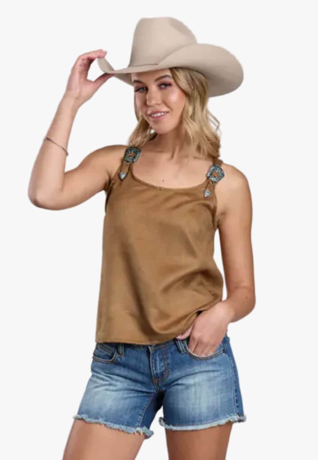 Roper Womens Tank Top Shirt Brown XS