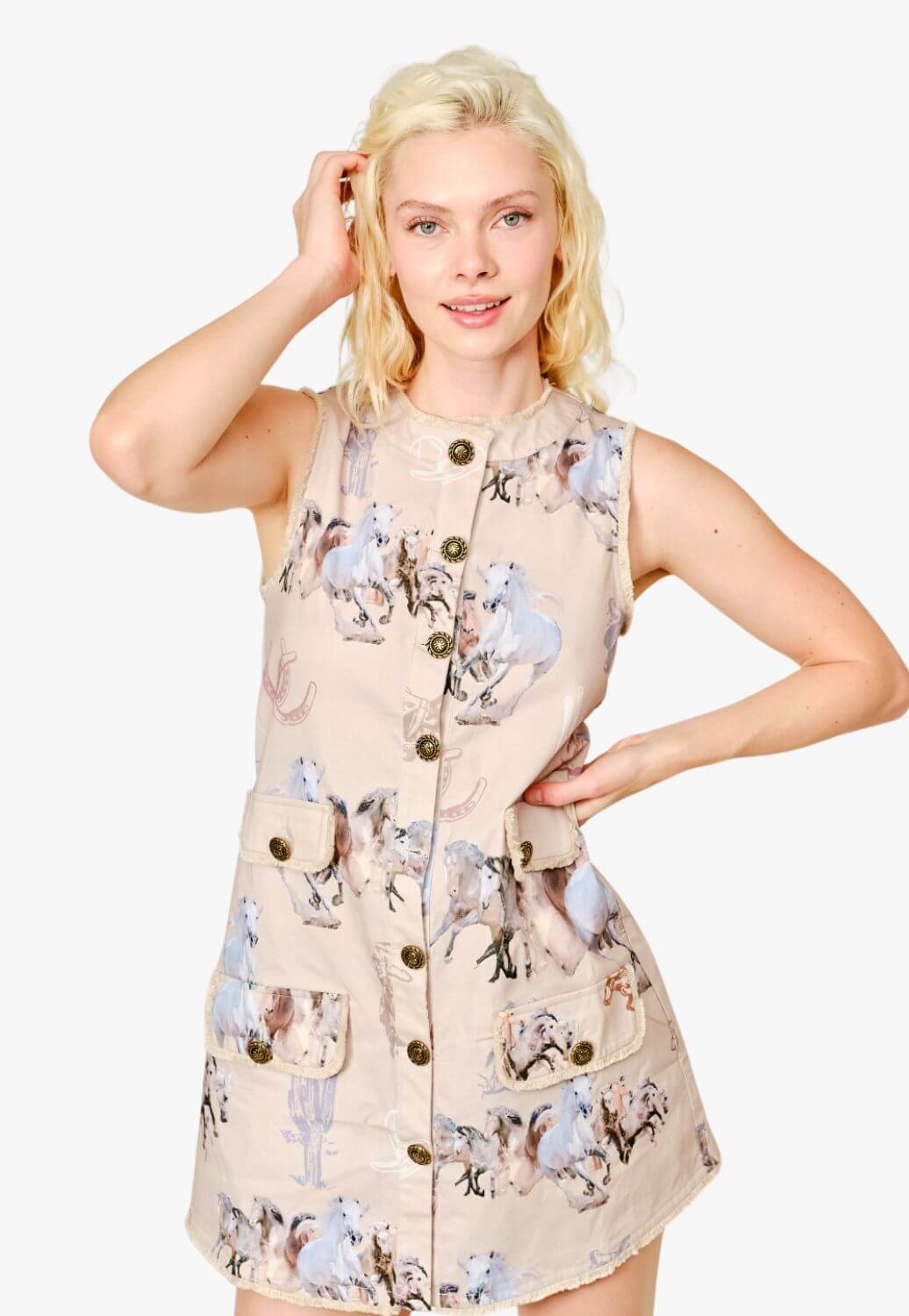 Womens Horse Print Mini Dress