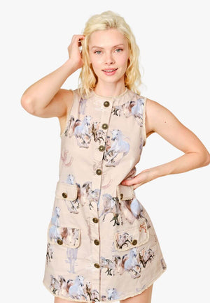 Womens Horse Print Mini Dress