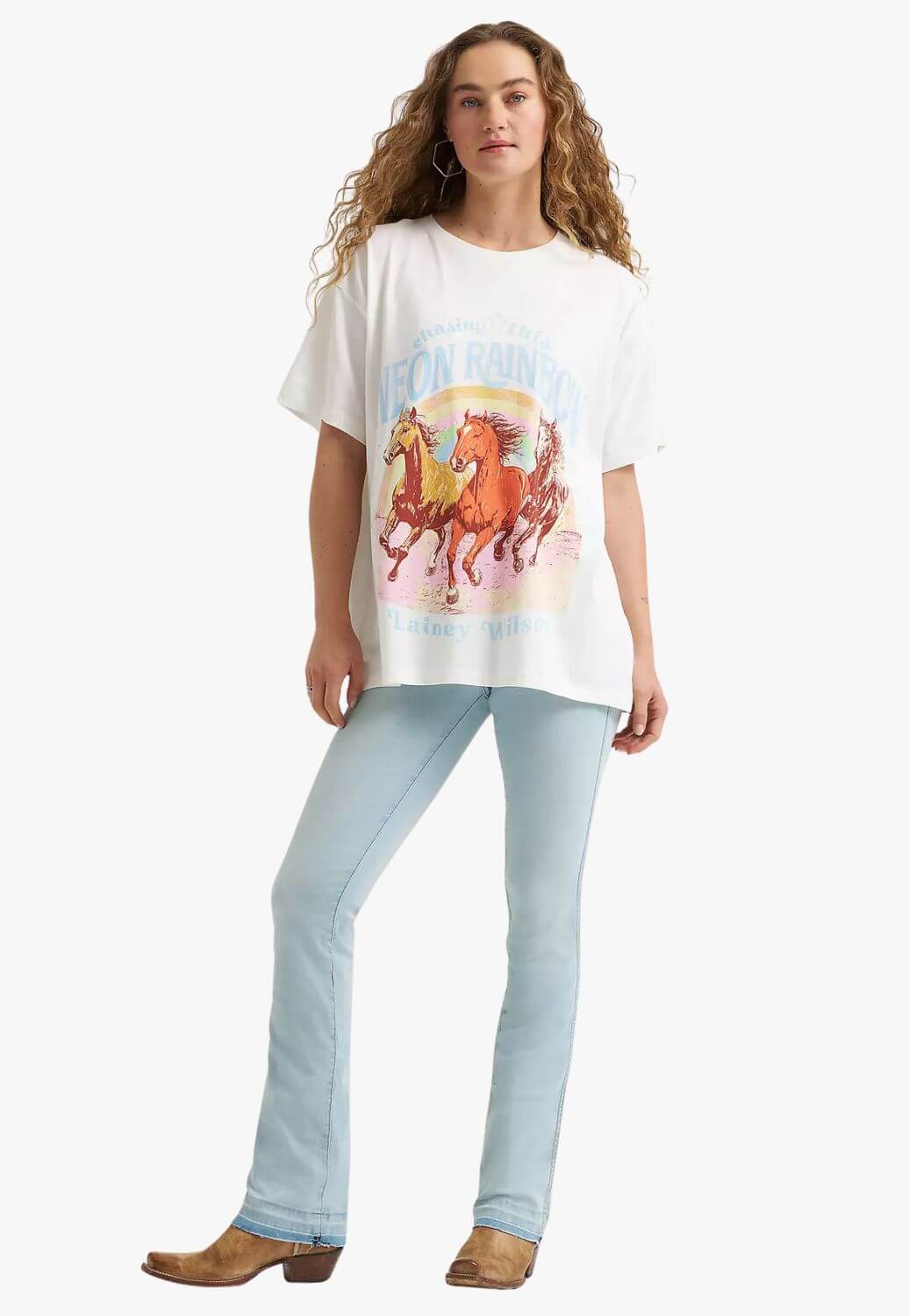 Wrangler X Lainey Wilson Womens Neon Rainbow T-Shirt