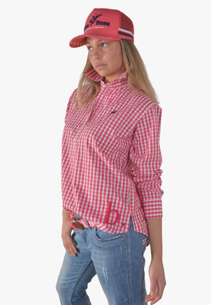 Bullrush Womens Seascape Blair Gingham Long Sleeve Shirt