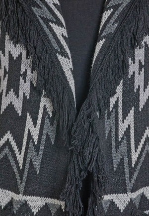 Rock & Roll Womens Aztec Fringe Cardigan