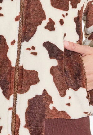 Rock & Roll Womens Cow Print Bomber Jacket