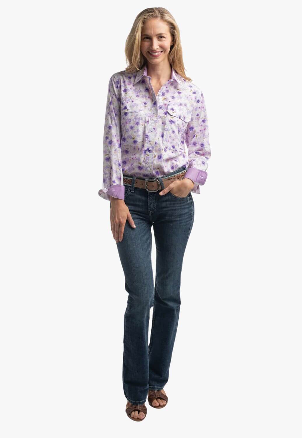 Just Country Womens Full Button Print Work Shirt
