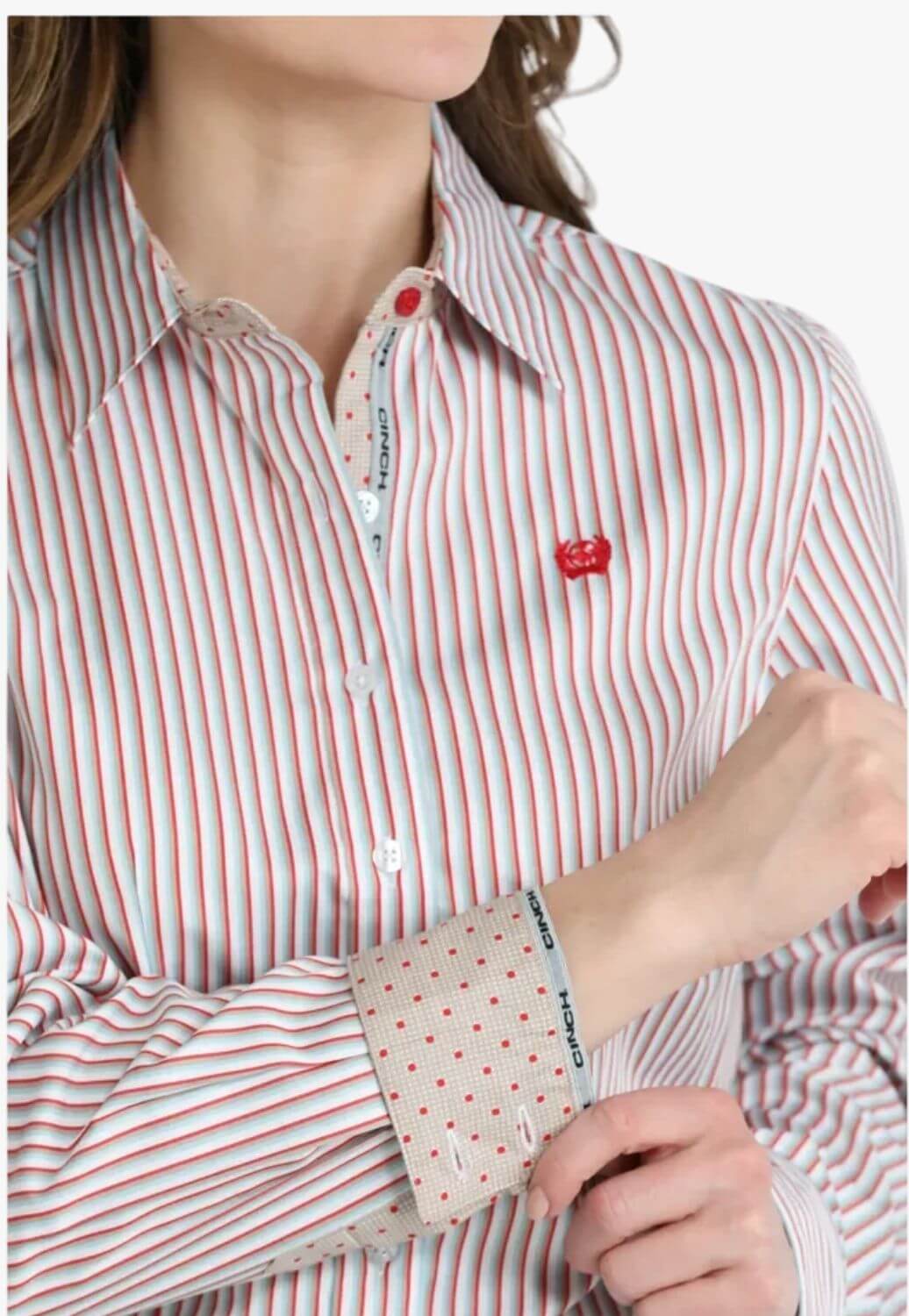 Cinch Womens Striped Long Sleeve Shirt